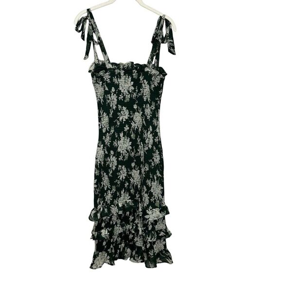 Abercrombie & Fitch Dress Womens Small Green Floral Smocked Ruffle Midi Sundress - Picture 6 of 10
